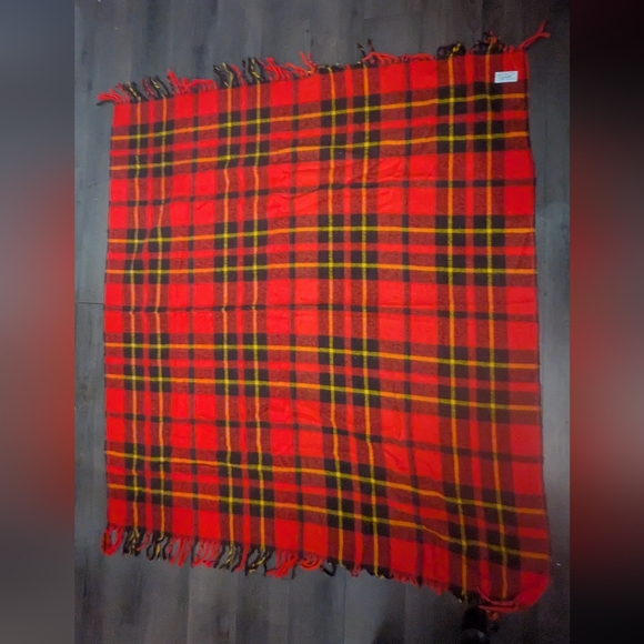 Vtg 60 s Picnic/StADIUM Plaid Faribo Wool Blanket approx. 50”x51 100%  USA - Picture 2 of 7